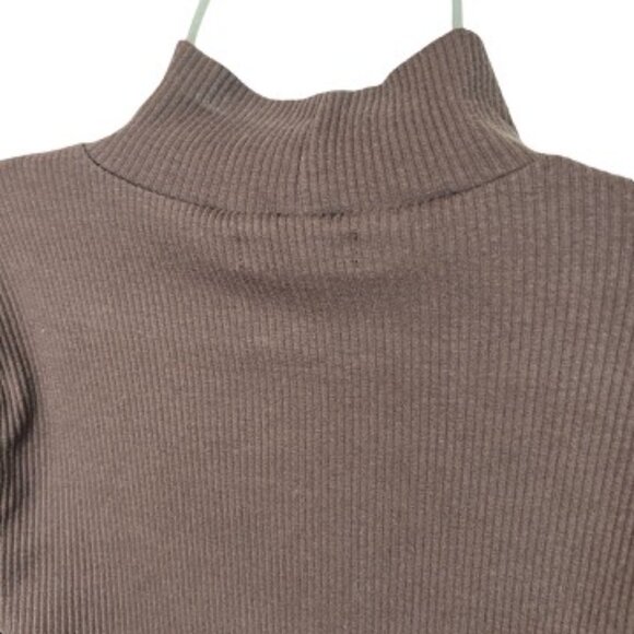 J. Crew Brown Ribbed Ruched Mock Neck  Size Large - Picture 4 of 8